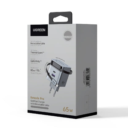 UGREEN X615 USB-C Network Charger with Cable, 65W, 3A, 1 x USB-A - 1 x USB-C, Grey