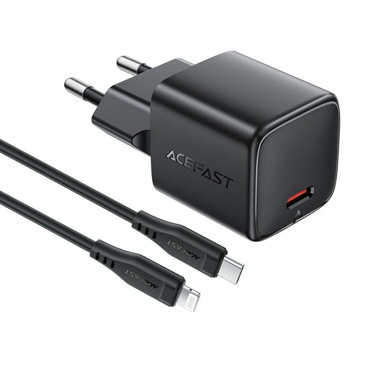 Omrežni polnilec z Lightning kablom Acefast A118, 30W, 3A, 1 x USB-C, črn
