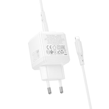 Polnilnik omrežja z Lightning kablom Borofone BN19 Intenso, 20W, 3A, 1 x USB-A - 1 x USB-C, bel