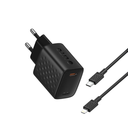 Polnilnik omrežja z Lightning kablom Lito LC17L, 30W, 3A, 1 x USB-C, črn