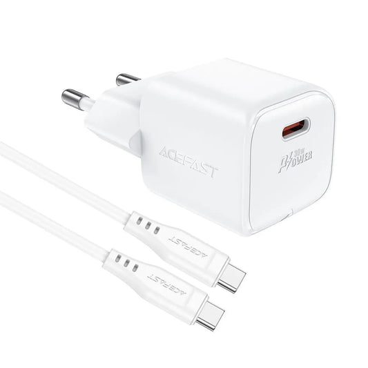 Polnilnik omrežja s kablom USB-C Acefast A77, 30W, 3A, 1 x USB-C, bel