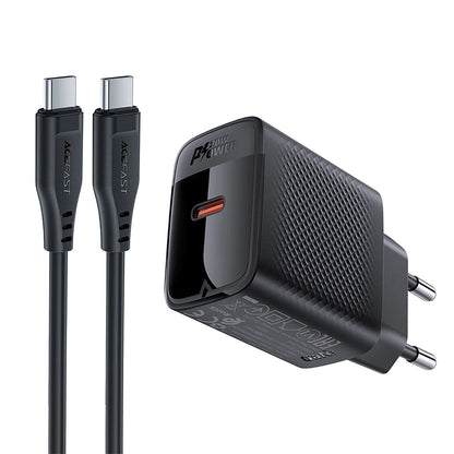 Omrežni polnilec z USB-C kablom Acefast A82, 20W, 3A, 1 x USB-C, črn