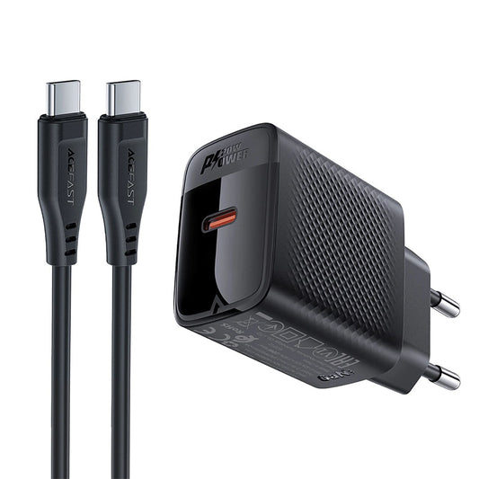 Omrežni polnilec z USB-C kablom Acefast A82, 20W, 3A, 1 x USB-C, črn