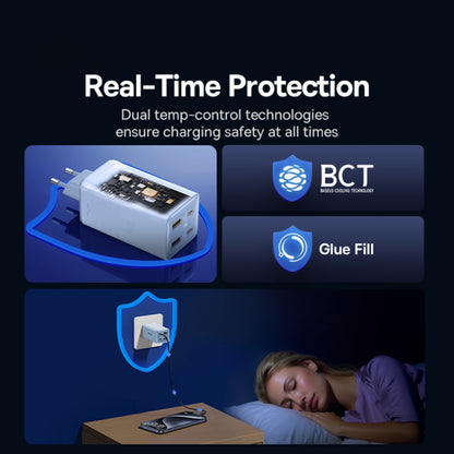 Polnilnik Baseus GaN6 Pro z USB-C kablom, 100W, 3.25A, 2 x USB-A - 2 x USB-C, modra P10162705312-00