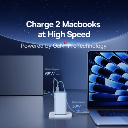 Polnilnik Baseus GaN6 Pro z USB-C kablom, 100W, 3.25A, 2 x USB-A - 2 x USB-C, modra P10162705312-00