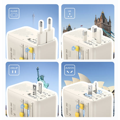 Omrežni polnilec z USB-C kablom Baseus Travel EnerCore CG11, 70W, 2 x vtičnica - 1 x USB-C - 2 x USB-A, bela E0307E01