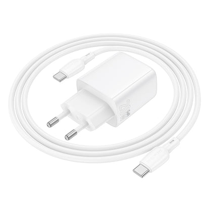 Polnilnik omrežja s kablom USB-C Borofone BN27 Fuente, 20W, 3A, 1 x USB-A - 1 x USB-C, bel