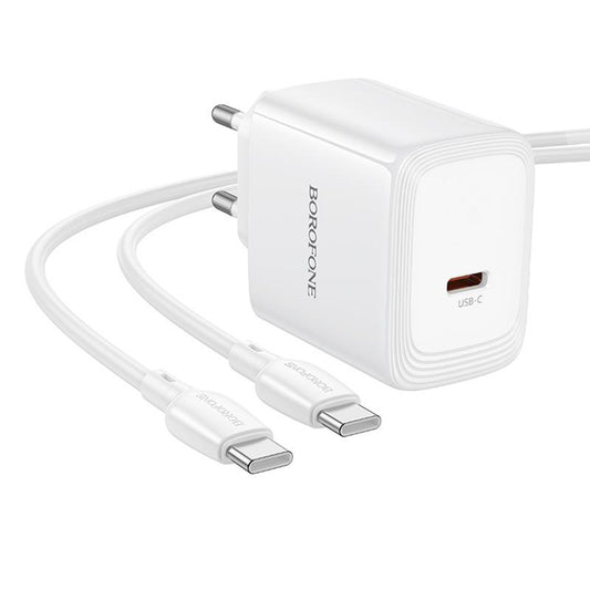 Omrežni polnilec z USB-C kablom Borofone BN33 Fuente, 40W, 1 x USB-C, bel