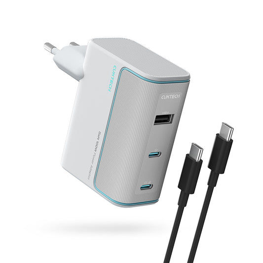 Omrežni polnilec s kablom USB-C Cuktech, 100W, 5A, 1 x USB-A - 2 x USB-C, bel CKAD1003EUGW