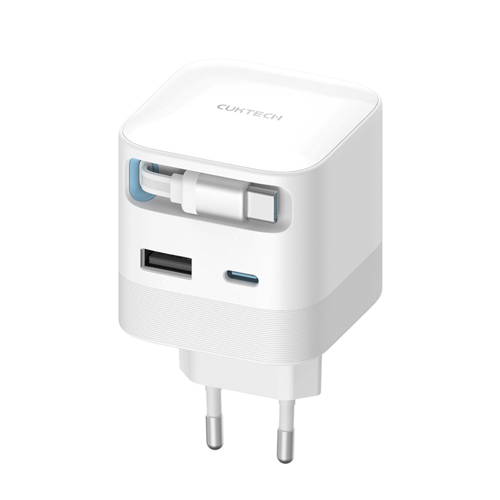 Omrežni polnilec s kablom USB-C Cuktech, 67W, 3,25A, 1 x USB-A - 1 x USB-C, bel CUKA653WEUWT