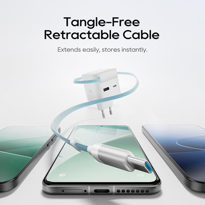 Omrežni polnilec s kablom USB-C Cuktech, 67W, 3,25A, 1 x USB-A - 1 x USB-C, bel CUKA653WEUWT
