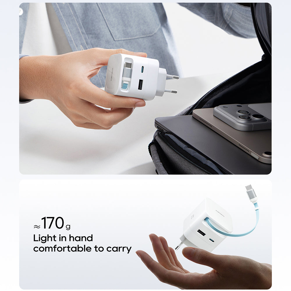 Omrežni polnilec s kablom USB-C Cuktech, 67W, 3,25A, 1 x USB-A - 1 x USB-C, bel CUKA653WEUWT