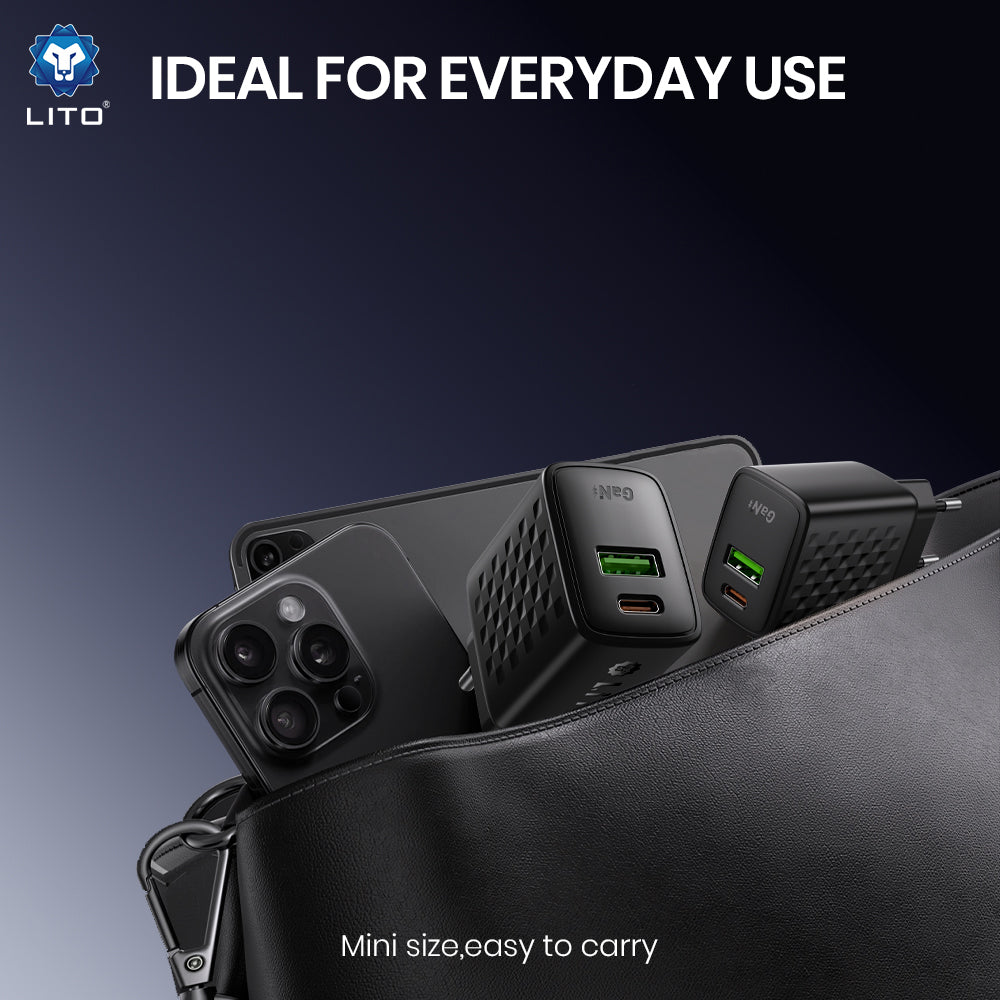 Polnilnik omrežja s kablom USB-C Lito LC19T, 30W, 3A, 1 x USB-A - 1 x USB-C, črn