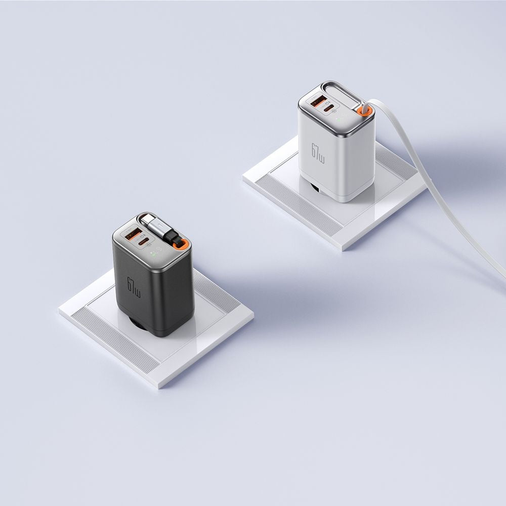 Polnilnik omrežja s kablom USB-C McDodo CH-4103 FreeGo Display, 67W, 3.35A, 1 x USB-A - 1 x USB-C, Bel