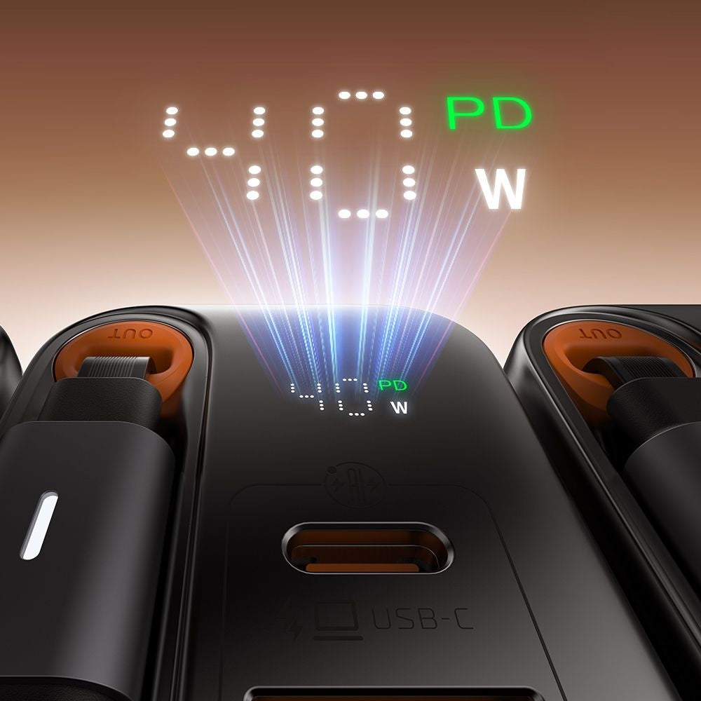 Polnilnik omrežja s kablom USB-C McDodo CH-4281 FreeGo Display, 40W, 3A, 1 x USB-A - 1 x USB-C, črn