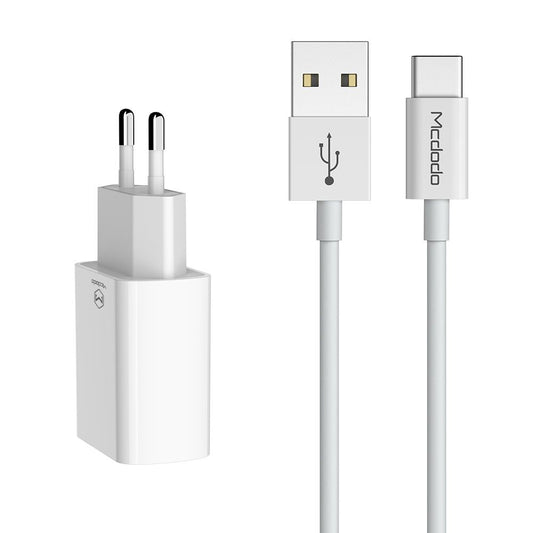 Polnilnik omrežja z USB-C kablom McDodo CH-6721 Offer, 12W, 2.4A, 2 x USB-A, Bel
