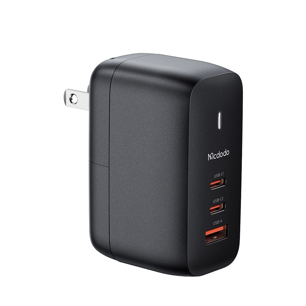 Polnilnik omrežja z USB-C kablom McDodo CH-8442 Mecha Travel, 65W, 5A, 1 x USB-A - 2 x USB-C, črn
