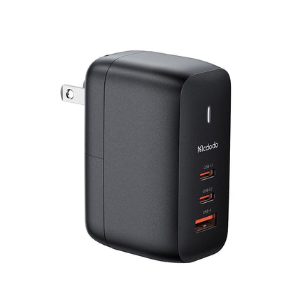 Polnilnik omrežja z USB-C kablom McDodo CH-8442 Mecha Travel, 65W, 5A, 1 x USB-A - 2 x USB-C, črn
