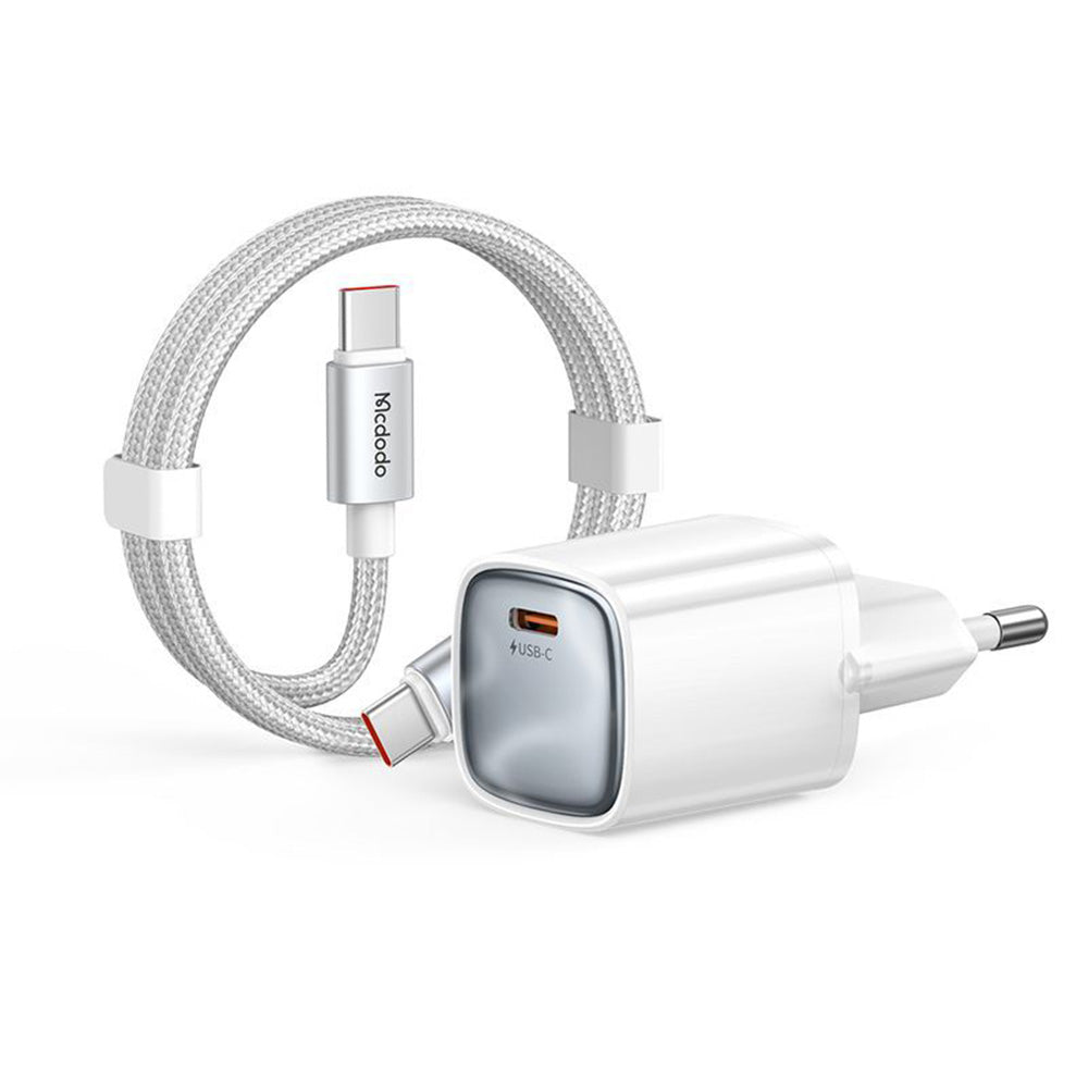 Omrežni polnilec z USB-C kablom Mcdodo Nano CH-4432, 45W, 3A, 1 x USB-C, bel