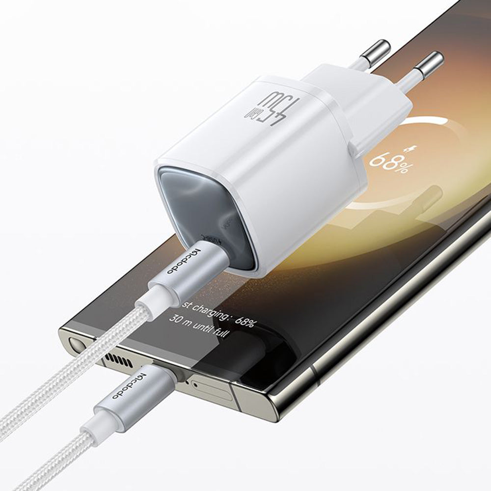Omrežni polnilec z USB-C kablom Mcdodo Nano CH-4432, 45W, 3A, 1 x USB-C, bel
