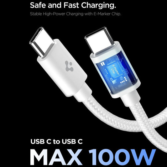 Omrežni polnilec s kablom USB-C Spigen EE451EU Essential, 45W, 3A, 1 x USB-C, Bel ACH09473