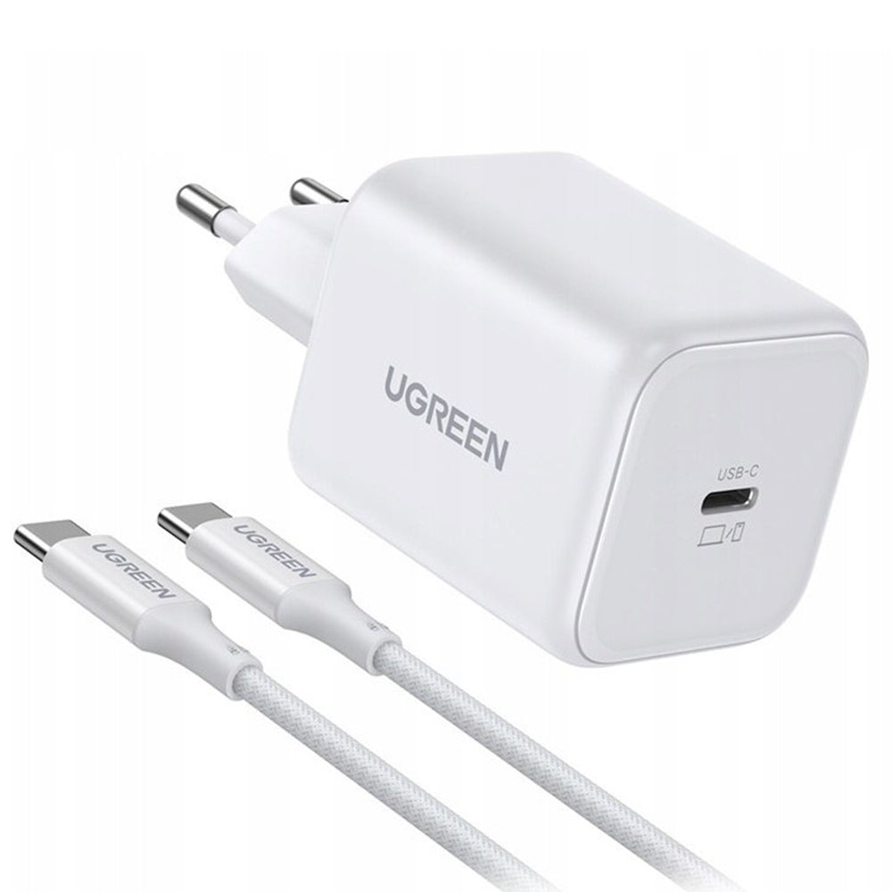 Omrežni polnilec z USB-C kablom UGREEN X524 (65055), 45W, 3A, 1 x USB-C, bel