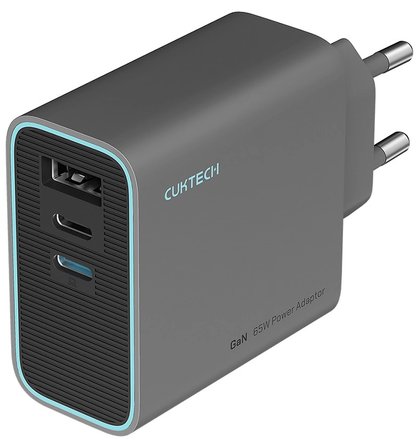 Polnilnik Cuktech, 65W, 3A, 1 x USB-A - 2 x USB-C, Siv CUKAD653EUGR