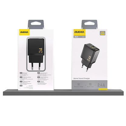 Omrežni polnilec Dudao A23, 12W, 2.4A, 1 x USB-A, Črn