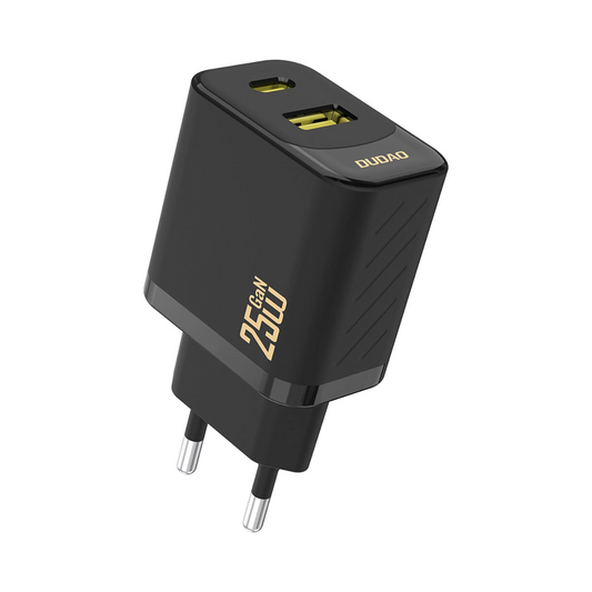 Polnilnik omrežja Dudao A26T, 25W, 3A, 1 x USB-A - 1 x USB-C, črn