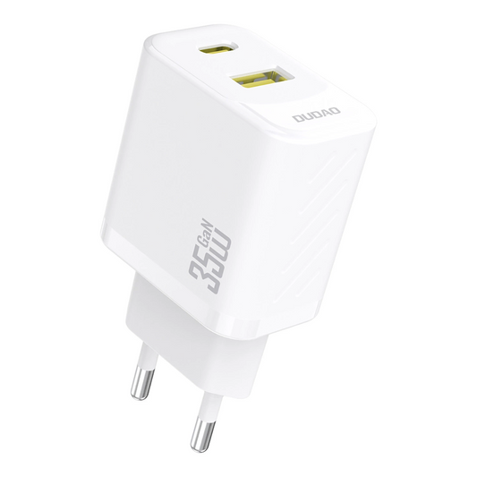 Polnilnik omrežja Dudao A27 Max, 35W, 1 x USB-A - 1 x USB-C, Bel
