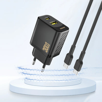 Polnilnik omrežja Dudao A27TEU, 30W, 3A, 1 x USB-A - 1 x USB-C, črn