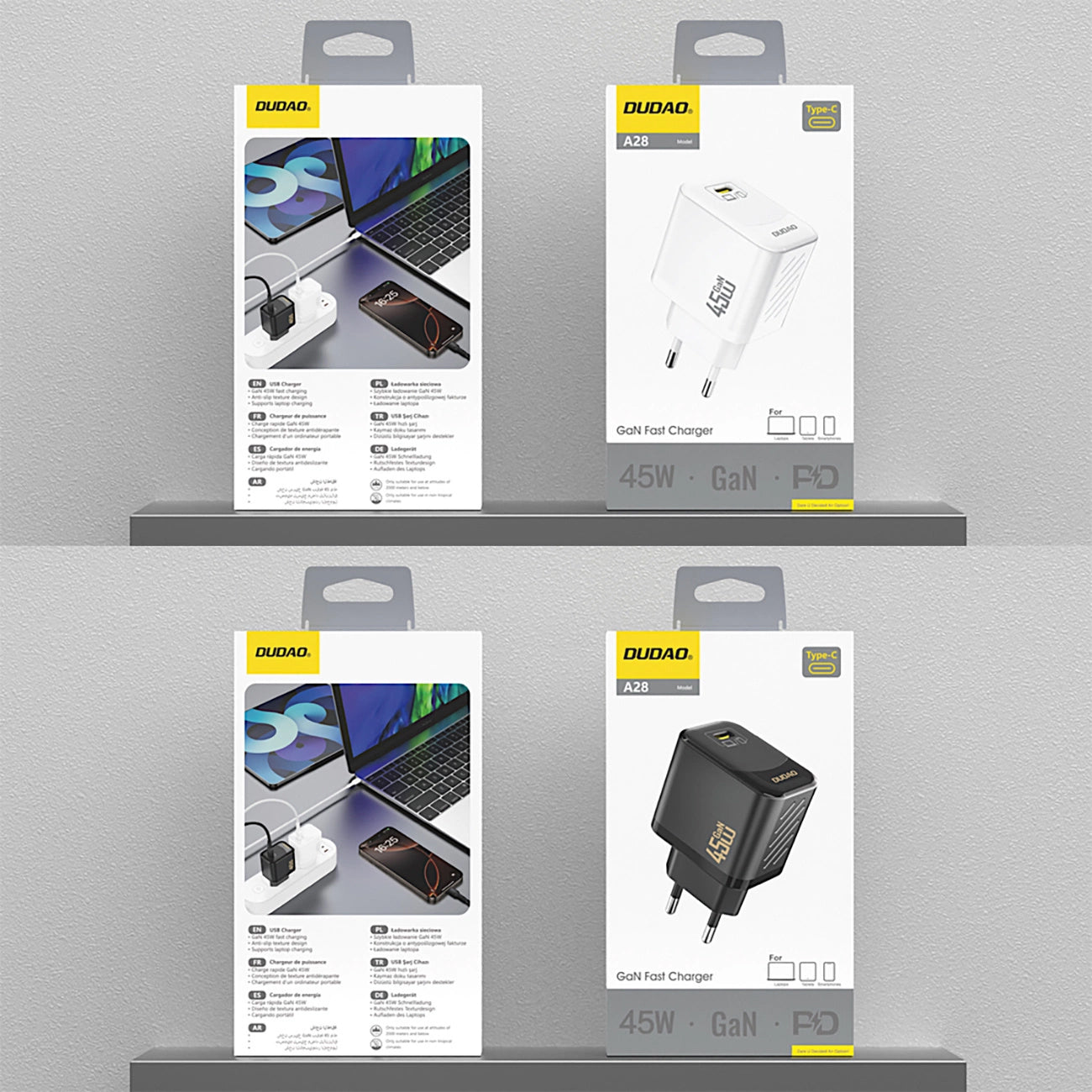 Polnilnik omrežja Dudao A28, 45W, 3A, 1 x USB-C, Črn