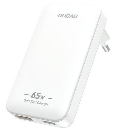 Polnilnik omrežja Dudao A65Q Travel, 65W, 3.25A, 1 x USB-A - 1 x USB-C, Bel
