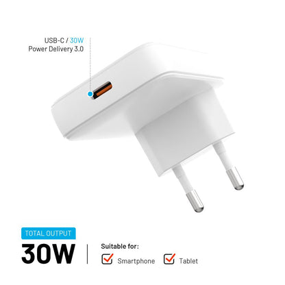 Polnilnik Fixed, 30W, 3A, 1 x USB-C, Bel