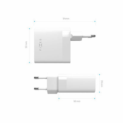 Polnilnik Fixed za omrežje, 65W, 3.25A, 2 x USB-C, Bel