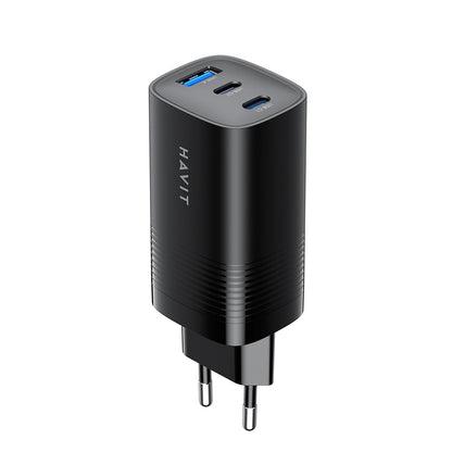 Omrežni polnilec HAVIT UC20, 65W, 3A, 1 x USB-A - 2 x USB-C, črn