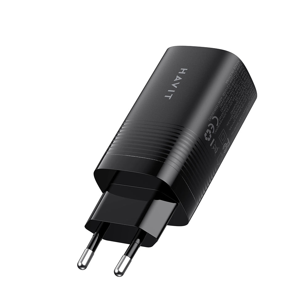 Omrežni polnilec HAVIT UC20, 65W, 3A, 1 x USB-A - 2 x USB-C, črn