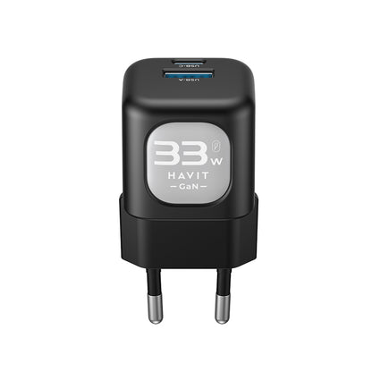 Polnilnik HAVIT UC230, 33W, 3A, 1 x USB-A - 1 x USB-C, črno siv