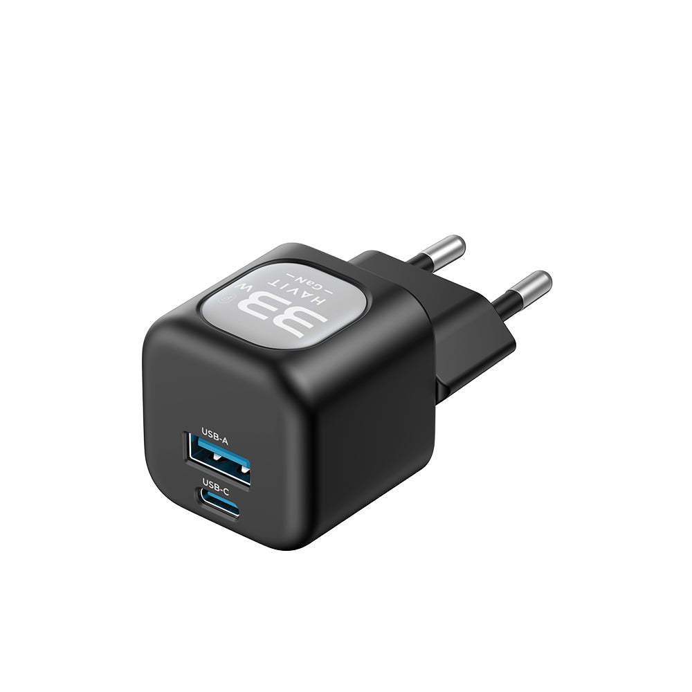 Polnilnik HAVIT UC230, 33W, 3A, 1 x USB-A - 1 x USB-C, črno siv