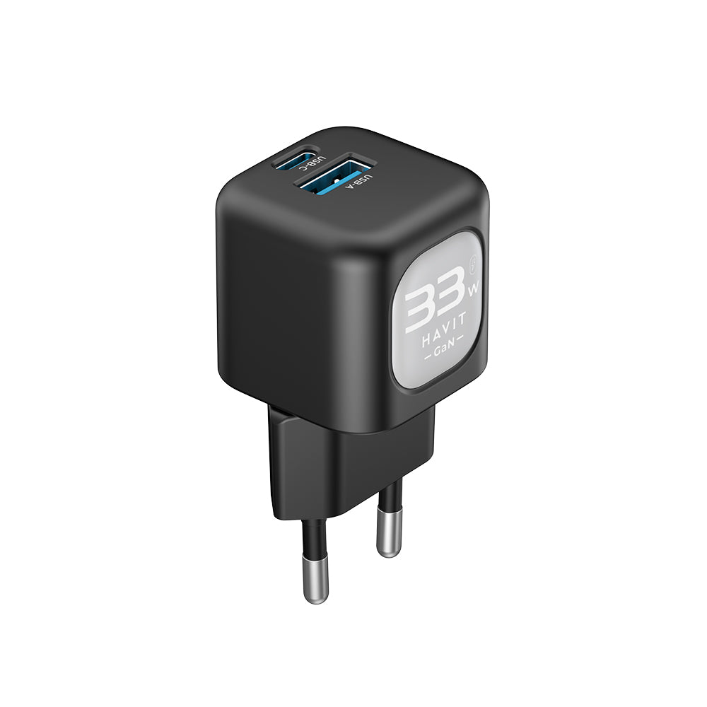 Polnilnik HAVIT UC230, 33W, 3A, 1 x USB-A - 1 x USB-C, črno siv