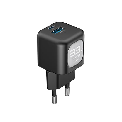 Polnilnik HAVIT UC230, 33W, 3A, 1 x USB-A - 1 x USB-C, črno siv