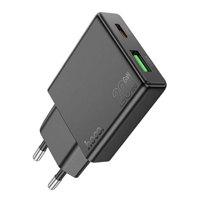 Polnilnik HOCO N38, 20W, 3A, 1 x USB-A - 1 x USB-C, črn