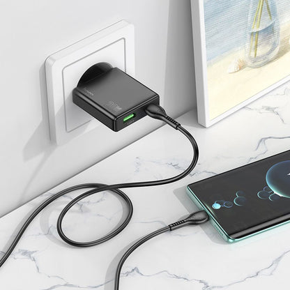 Polnilnik HOCO N38, 20W, 3A, 1 x USB-A - 1 x USB-C, črn