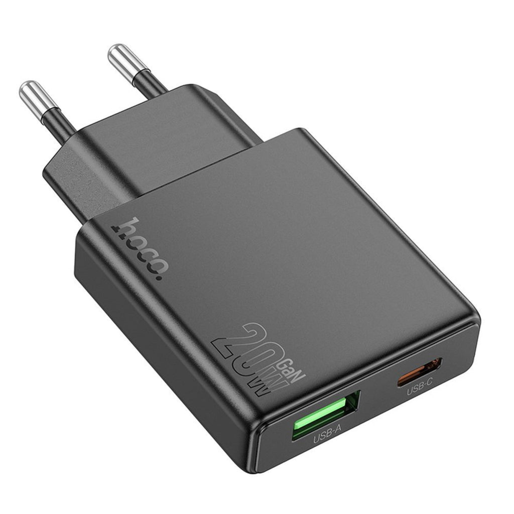 Polnilnik HOCO N38, 20W, 3A, 1 x USB-A - 1 x USB-C, črn