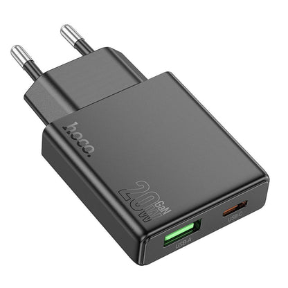 Polnilnik HOCO N38, 20W, 3A, 1 x USB-A - 1 x USB-C, črn