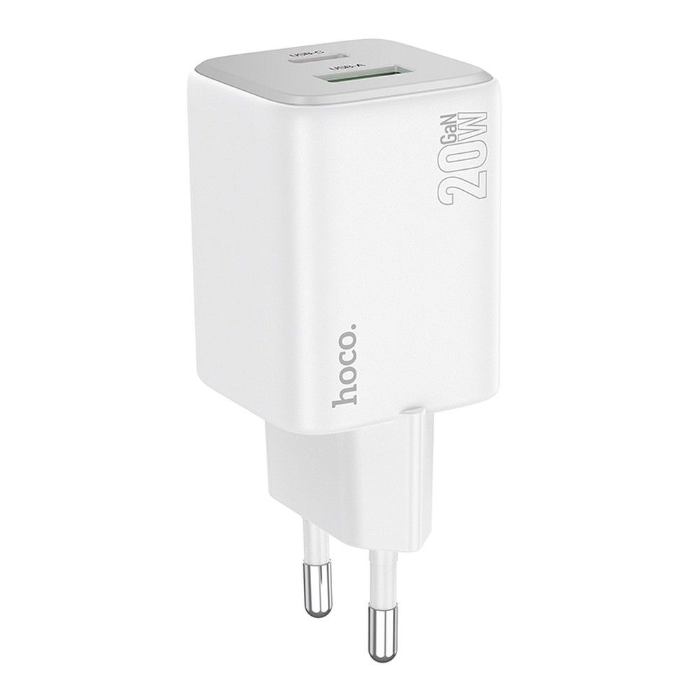 Polnilnik HOCO N41, 20W, 3A, 1 x USB-A - 1 x USB-C, Bel