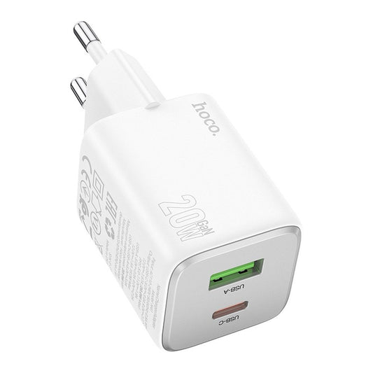 Polnilnik HOCO N41, 20W, 3A, 1 x USB-A - 1 x USB-C, Bel