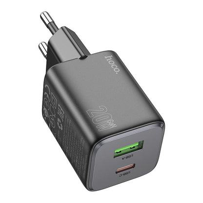 Polnilnik HOCO N41, 20W, 3A, 1 x USB-A - 1 x USB-C, Črn