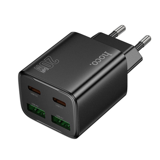 Polnilnik HOCO N55, 20W, 3A, 2 x USB-A - 2 x USB-C, črn