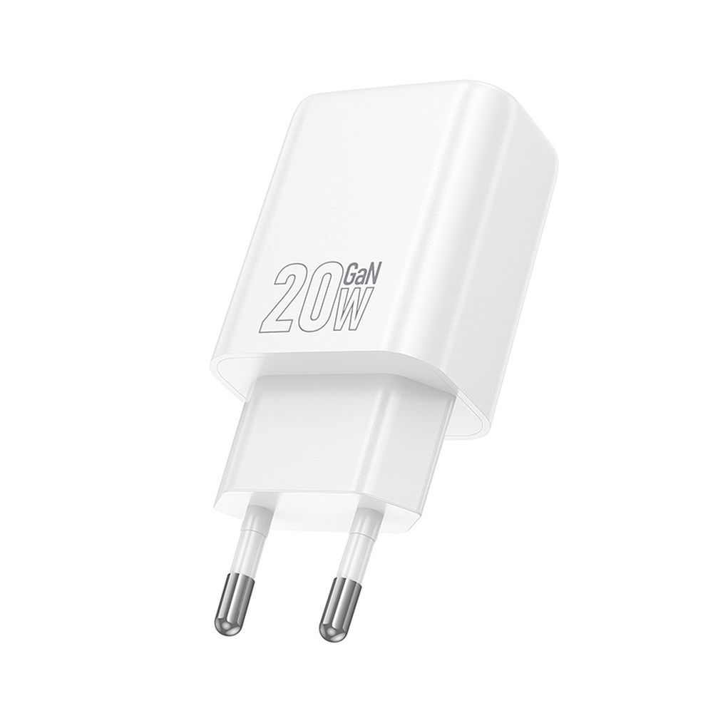 Polnilnik omrežja HOCO N61, 20W, 3A, 1 x USB-A - 1 x USB-C, Bel